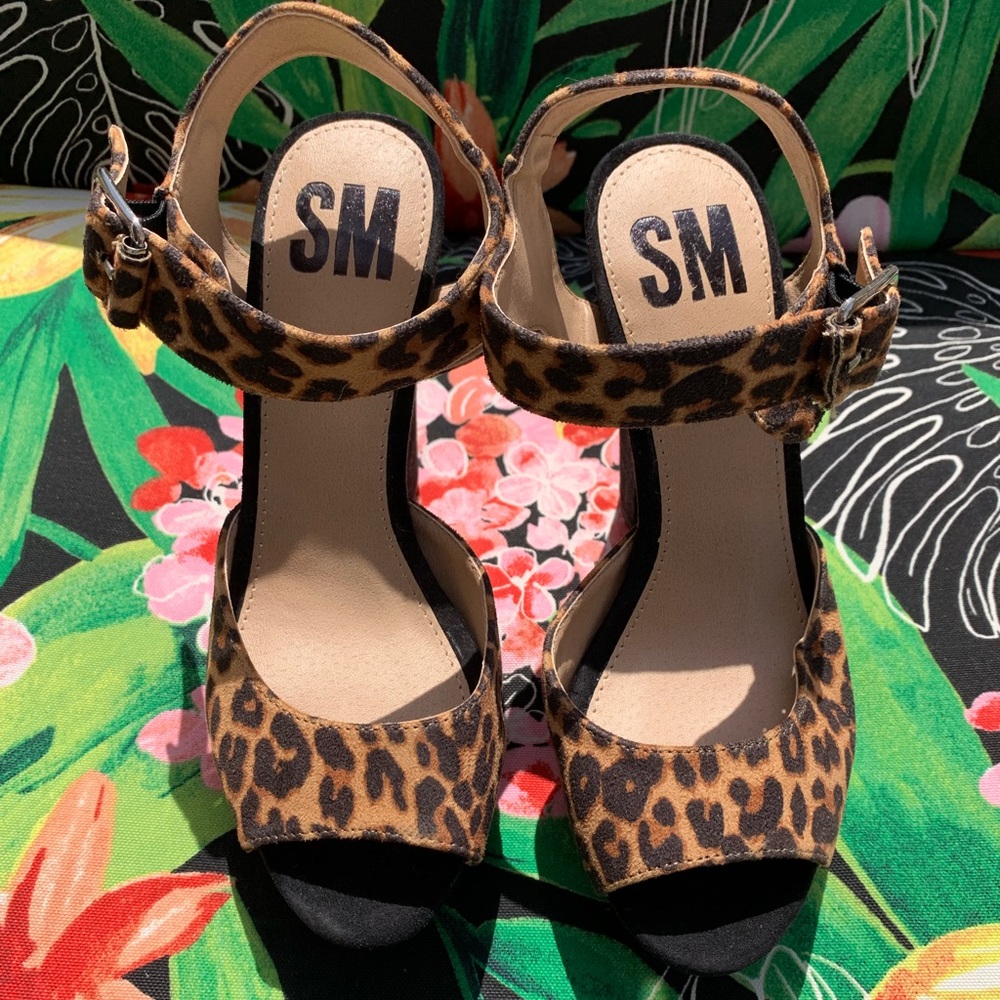 SM Leopard/Black Chunky Platform Heels